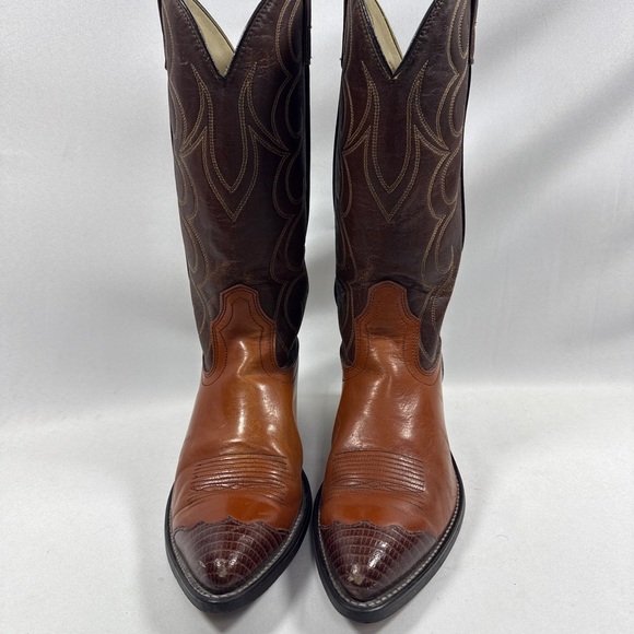 ACME Vintage Western Cowboy Boots Leather Lizard Toe Women’s 8.5 - Picture 2 of 16